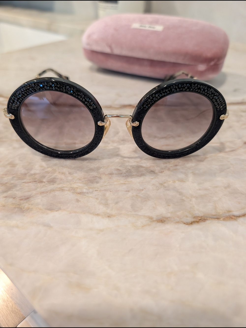MIU MIU Round Sunglasses With Glitter